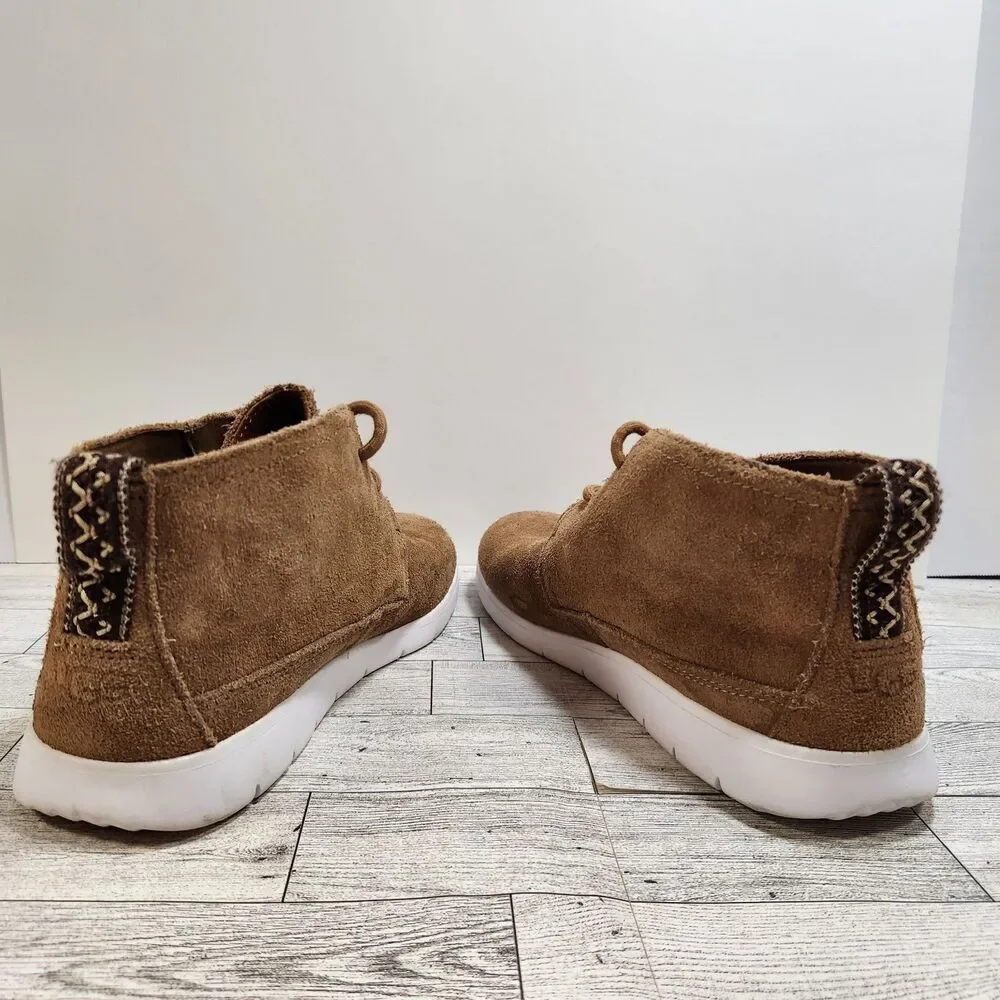UGG Freamon Brown Tan Suede Chukka Ankle Boot Men's Size 8 Lace Up Lightweight